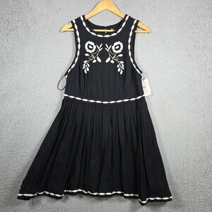 Free People Mini Dress Size 12 Birds of A Feather Embroidered Dark Fairy Cottage